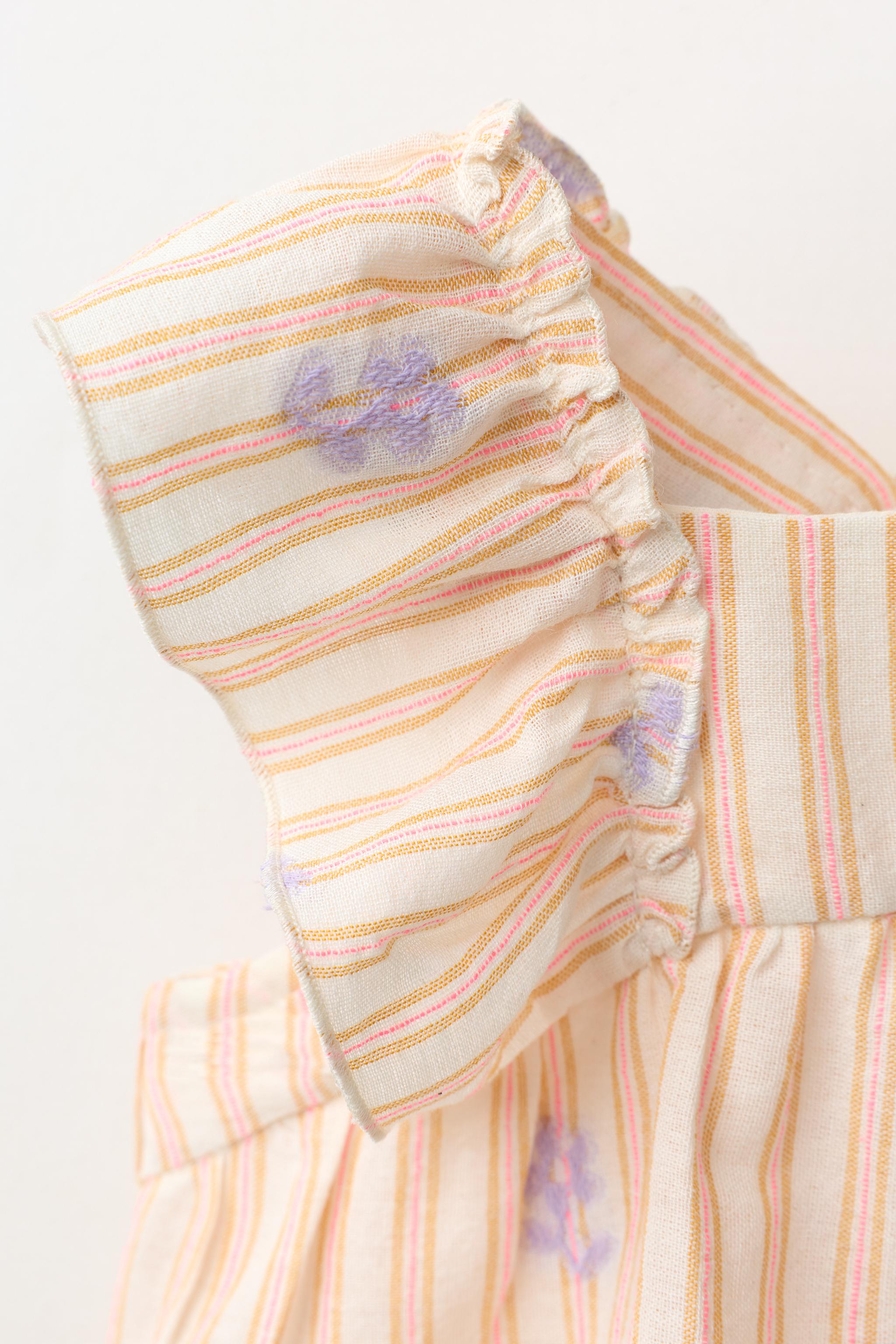 BLOUSE À RAYURES ET FLEURS